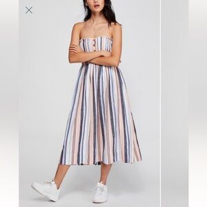 Free People Lilah Striped Smocked Midi Tube Dress